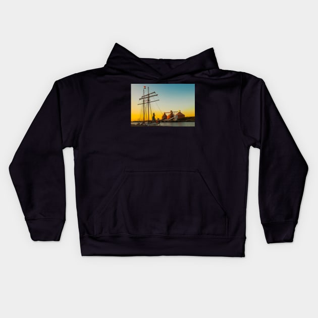 Sunset, sails and Silos Kids Hoodie by Violaman